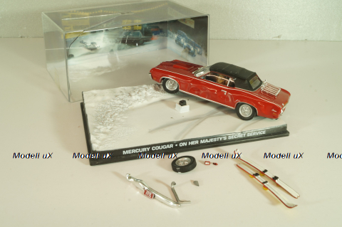 Mercury Cougar from movie "On her Majesty's secret service" 1969, red, James Bond Modellauto Collection №21, Altaya 1:43