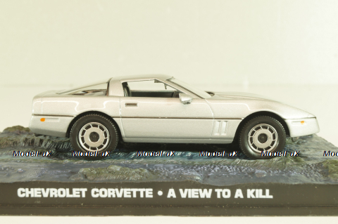 Chevrolet Corvette (C4) from movie "A view to a kill" 1985, silver, James Bond Modellauto Collection #37, Altaya 1:43