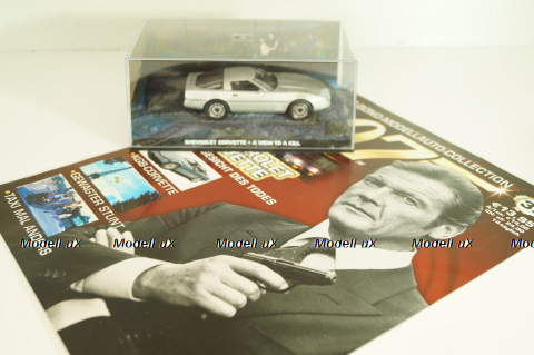 Chevrolet Corvette (C4) from movie "A view to a kill" 1985, silver, James Bond Modellauto Collection #37, Altaya 1:43