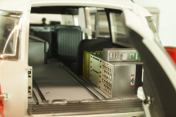 Cadillac Ecto 1 from movie car Ghostbusters with tools, white, W1176, Hot Wheels Elit 1:18