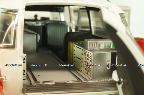 Cadillac Ecto 1 from movie car Ghostbusters with tools, white, W1176, Hot Wheels Elit 1:18