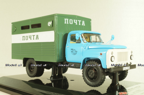 ГЗСА-3712 фургон "Почта" на шасси 53-12, голубой/зеленый, 105350, DIP Models 1:43 