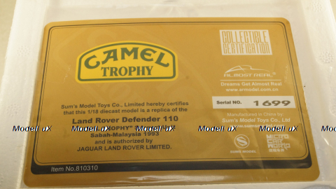 LAND ROVER DEFENDER 110 N 0 RALLY CAMEL TROPHY SABAH-MALAYSIA 1993, ALM810310, Almost Real 1:18