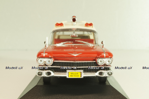 Cadillac Miller-Meteor Ambulance 1959, red/white, 7495002, Atlas Ambulance Cars Collection #2 1:43
