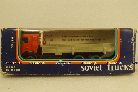 Камаз-53212 бортовой, на резине красный/серый, Арек 1:43