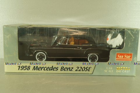 Mercedes-Benz 220 SE Cabriolet 1958, black, 3553, Sun Star 1:18
