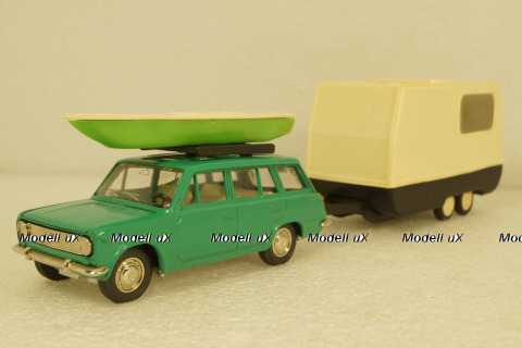 Ваз-2102 зеленый с прицепом Дача, Фирма Досуг 1:43