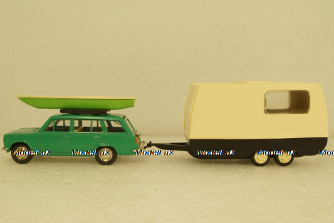 Ваз-2102 зеленый с прицепом Дача, Фирма Досуг 1:43