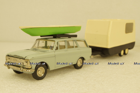 Москвич-426 серый с прицепом Дача, Фирма Досуг 1:43