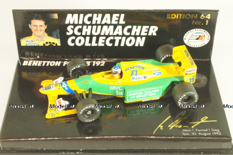 Benetton Ford B M.Schumacher, SPA 30 August 1992,  F1,MSC641100, Minichamps 1:64