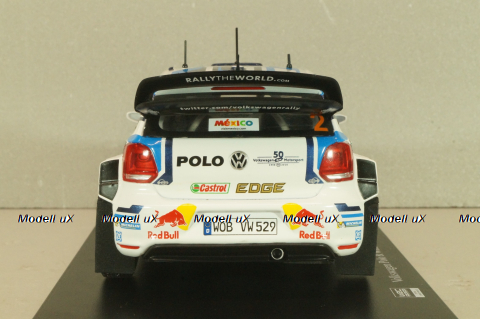 Volkswagen Polo R WRC #2, Winner Rally Guanajuato Mexico 2016, Latvala/Anttila, WRC Collection, Hachette #64, 1:24