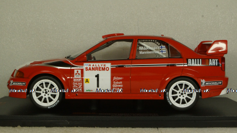Mitsubishi Lancer RS Evolution VI, No.1 Rallye WM, Rally San Remo T.Maekinen/R.Mannisenmaeki, IXO 1:18