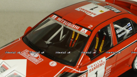 Mitsubishi Lancer RS Evolution VI, No.1 Rallye WM, Rally San Remo T.Maekinen/R.Mannisenmaeki, IXO 1:18
