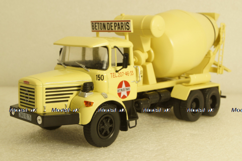 Berliet PMH 12 6x4 Cement Mixer Beton de Paris, yellow 1969, Hachette 1:43