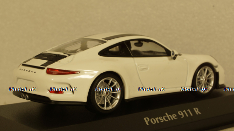 Porsche 911R (991.2) 2016, white with black strips, 940066220, Maxichamps 1:43