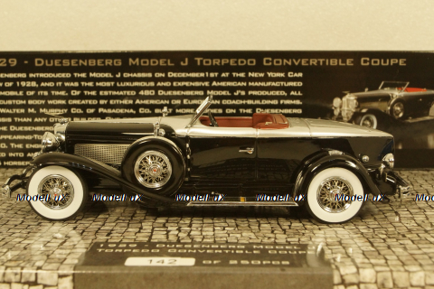 Duesenberg Model J Torpedo Convertible Coupe 1929, black, 437150431, Minichamps 1:43