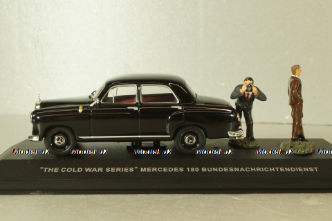 Mercedes-Benz 180 Ponton (W180), The Cold War Series with 2 figures, black, REP CWA 06, Replicars 1:43