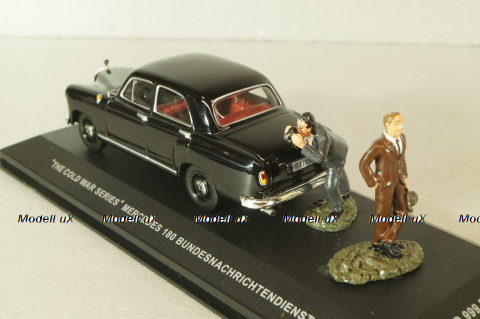 Mercedes-Benz 180 Ponton (W180), The Cold War Series with 2 figures, black, REP CWA 06, Replicars 1:43
