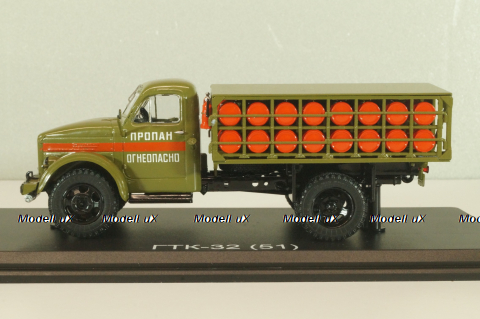 ГТК-32 а/м для перевозки газовых балонов на шасси Газ-51 1969, хаки, SSM1628, SSM 1:43