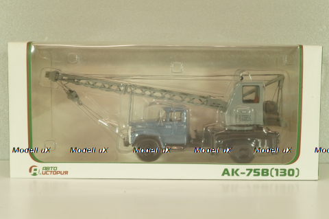 АК-75В автокран на шасси Зил-130 1976, синий/серый, Автоистория 1:43