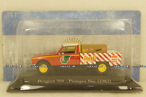 Peugeot 504 Pick Up Pumper Nic 1982 red/white, Altaya 1:43