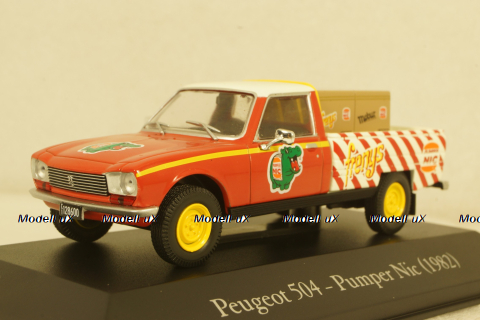 Peugeot 504 Pick Up Pumper Nic 1982 red/white, Altaya 1:43