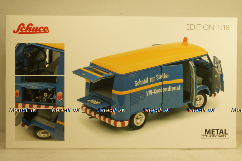 Volkswagen T1b panel van customer service blue/yellow, 450048400, Schuco 1:18