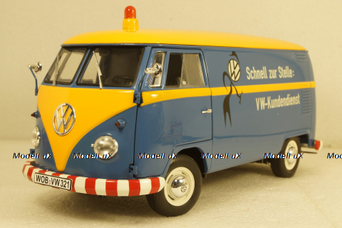 Volkswagen T1b panel van customer service blue/yellow, 450048400, Schuco 1:18