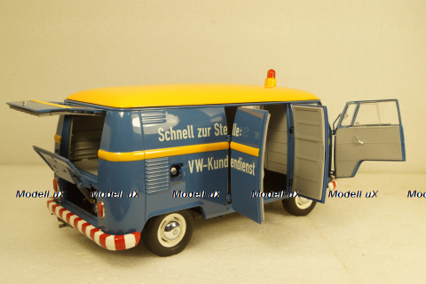 Volkswagen T1b panel van customer service blue/yellow, 450048400, Schuco 1:18