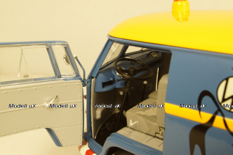Volkswagen T1b panel van customer service blue/yellow, 450048400, Schuco 1:18