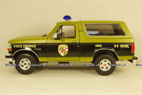 Ford Bronco Maryland State Police 1996 green/black, 19113, Greenlight 1:18