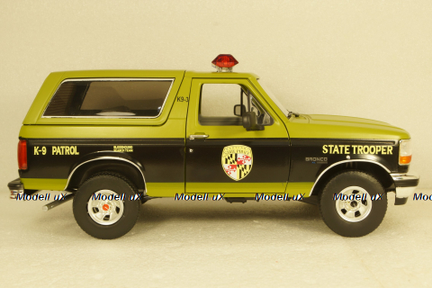Ford Bronco Maryland State Police 1996 green/black, 19113, Greenlight 1:18