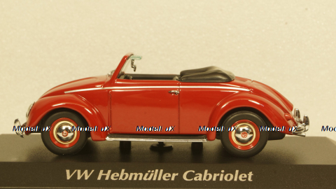 Volkswagen Hebmuller cabriolet 1950, red, built on VW Beetle (Typ 14), 940052131, Maxichamps 1:43