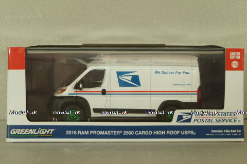 Dodge Ram ProMaster 2500 Cargo hight roof USPS 2018, 86154, Greenlight 1:43