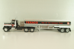 Freightliner FLC 120 64T truck with Semitrailer Texaco 1977, silver/ black, American trucks, Spain, #72, Altaya 1:43
