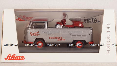 Volkswagen T2a pickup Vintage Scooter Service with PX, Schuco 1:43