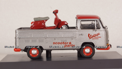 Volkswagen T2a pickup Vintage Scooter Service with PX, Schuco 1:43