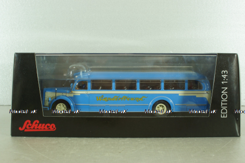 Mercedes-Benz O 6600 bus with figuren driver 1951, blue, 450274800, Schuco 1:43