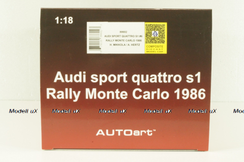 Audi Quattro S1 # 6 Rally Monte Carlo 1986, Mikkola/Hertz, 88602, Autoart 1:18