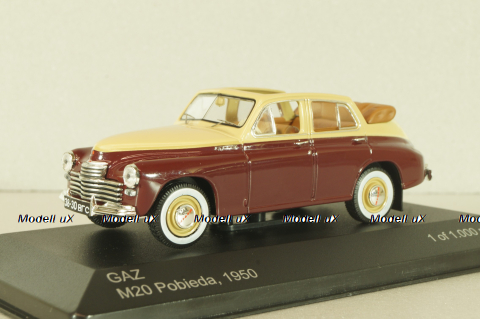 Газ-М20 Победа кабриолет 1947, бежевый/бордовый, WB217, WhiteBox 1:43
