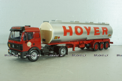 Mercedes-Benz SK 1844 with trailer Hoyer 1994, red/silver, TTR001, IXO 1:43