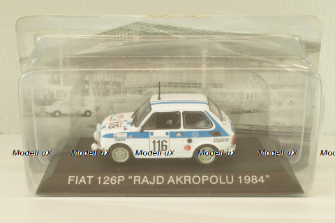 Fiat 126P #116 Rally Acropolis 1984 (Polski Fiat),  white, Kultowe Maluchy #2, Hachette 1:43