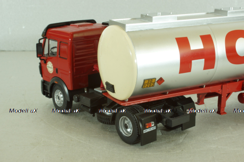 Mercedes-Benz SK 1844 with trailer Hoyer 1994, red/silver, TTR001, IXO 1:43
