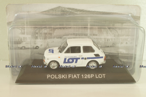 Fiat 126P LOT Polish Airlines 1977, (Polski Fiat),  white, Kultowe Maluchy #7, Hachette 1:43