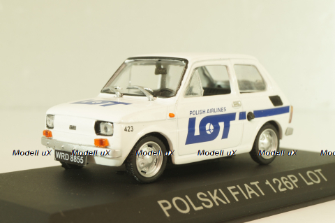 Fiat 126P LOT Polish Airlines 1977, (Polski Fiat),  white, Kultowe Maluchy #7, Hachette 1:43