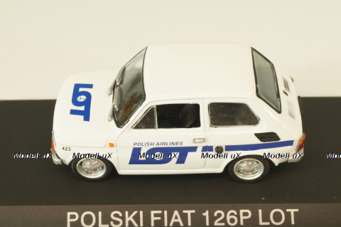 Fiat 126P LOT Polish Airlines 1977, (Polski Fiat),  white, Kultowe Maluchy #7, Hachette 1:43