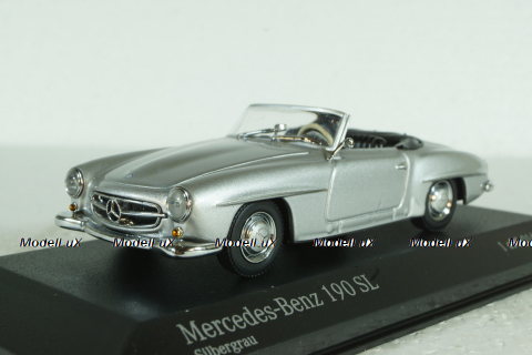 Mercedes 190 SL Cabriolet 1955 silver metallic, 430033151, Minichamps 1:43, Уценка!