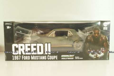 Ford Mustang 1967 from movie CREED II, black, 13626, Greenlight 1:18