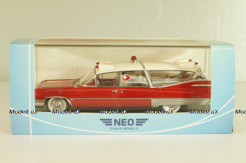 Cadillac S&S Superior Landau Ambulance 1959, red/white, 45260, NEO 1:43
