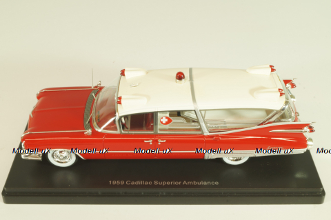 Cadillac S&S Superior Landau Ambulance 1959, red/white, 45260, NEO 1:43